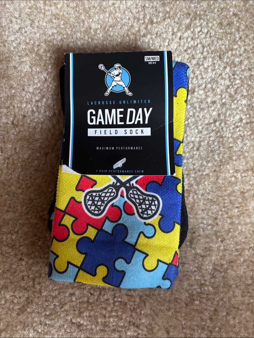 Game Day Field Sock - Multicolor Puzzle Design